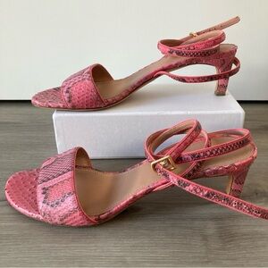 Calvin Klein pink python kitten heel sandals